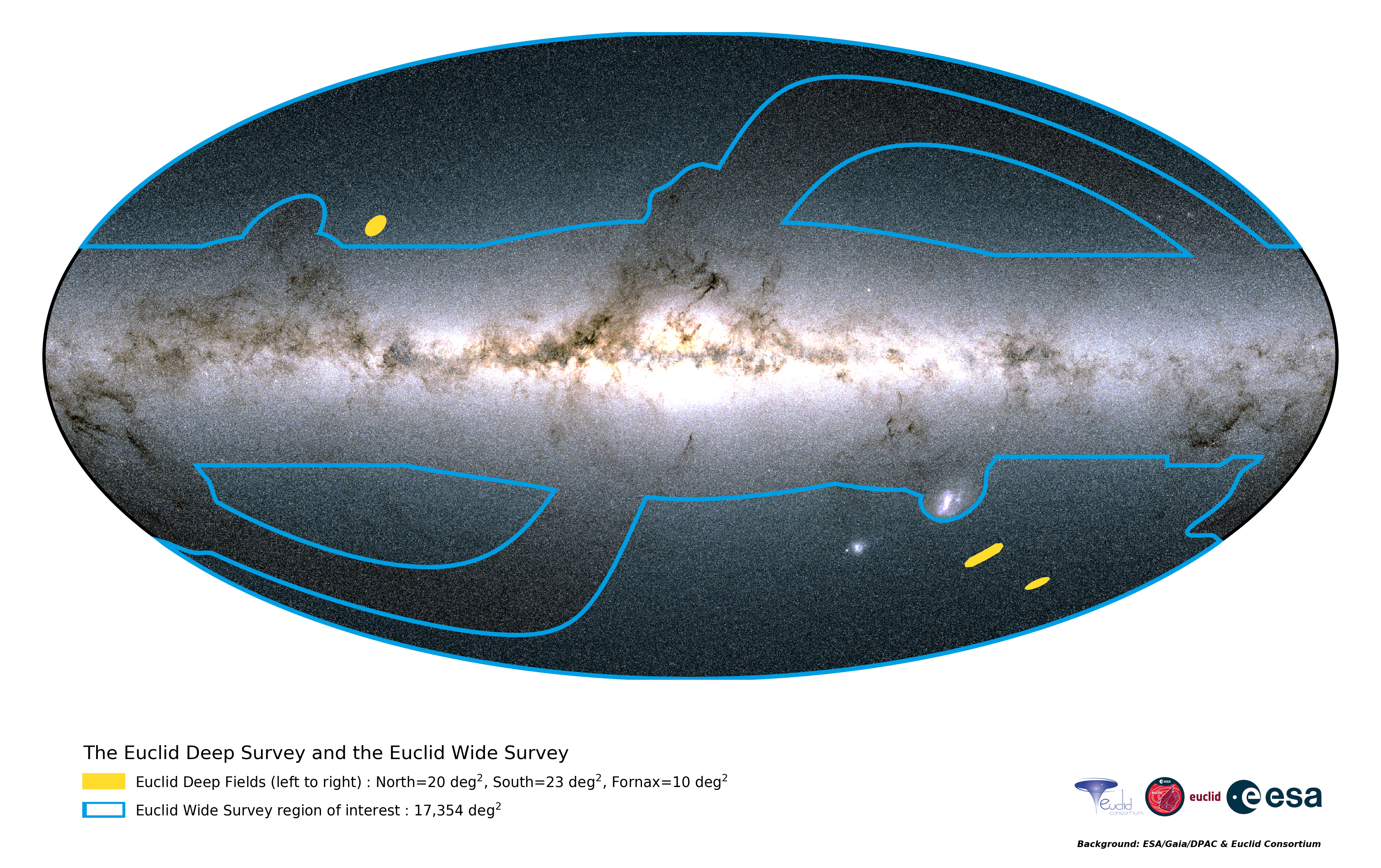 The Euclid wide and deep surveys. Credit: ESA/Euclid Consortium. Acknowledgment: Euclid Consortium Survey Group