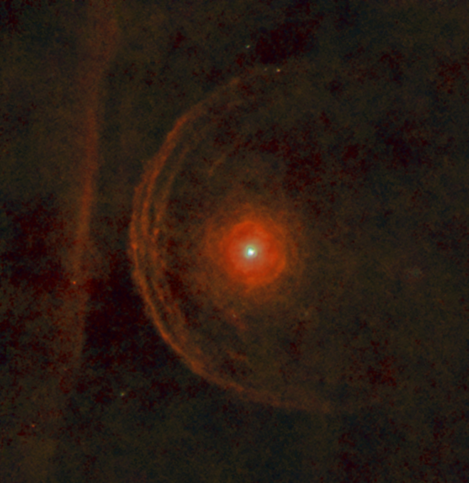Betelgeuse's enigmatic environment. Credit: ESA/Herschel/PACS/L. Decin et al