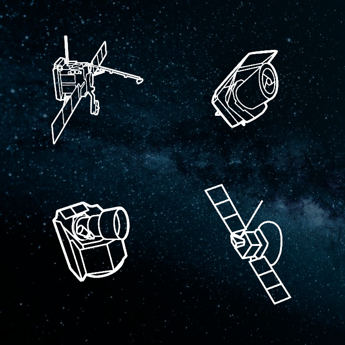 Four spacecrafts shown against a blue background