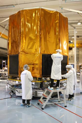 Gaia deployable sunshield in stowed configuration. ***** 27 October 2011 ***** credits: Astrium