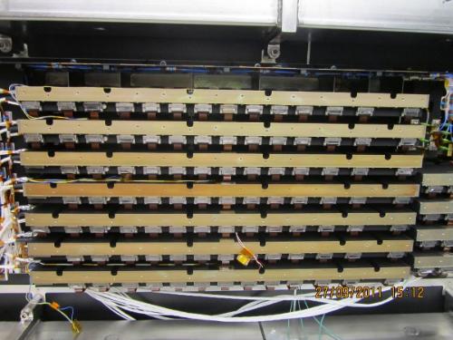This photo shows the PEMs (Proximity Electronics Modules) and Interconnection Modules (IMs) all integrated onto the PEM Support Structure. ***** 27 September 2011 ***** credits: Astrium
